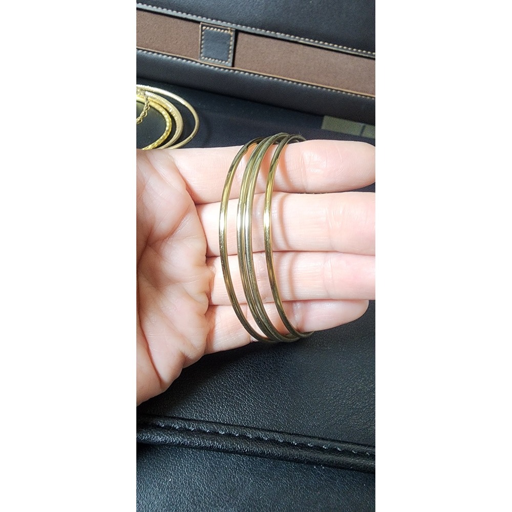 Gold Tone Bangle Bracelet Set 12pc Mixed Texture Diamond Cut Stackable 8 Inch View 5